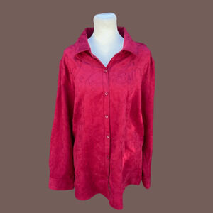 Croft & Barrow Button-Up | Red Embroidered | Size L | Vintage